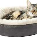 Love's cabin Round Donut Cat and Dog Cushion Bed, 20in Bed for Cats or Small Dogs, Anti-Slip & Water-Resistant Bottom, Super Soft Durable Fabric Pet Beds, Washable Luxury Cat & Dog Bed Gray