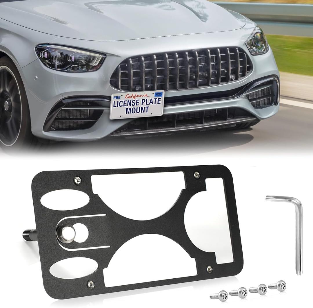 No Drill Front License Frame Compatible with Mercedes-Benz AMG S Class 2014-2020 Anti-Theft License Plate Tow Hook Mount Holder Car Tag Covers Rust-Proof, Rattle-Proof Car Accessories