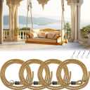 4 Pack Porch Swing Rope Kit Swing Bed Straps Holds 800 Lbs Adjustable Polypropylene Rope Heavy Duty Carabiners for Porch Garden Playground (118 Inches,10ft)