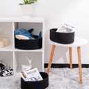 Shelf Storage Baskets for Organizing|Cute Basket for Closet&Blanket Storage|Small Woven Baskets to Store Toys,Books,etc.-13x8.66x5.11 Cotton Rope,Stylish,Oval 3 Packs Black