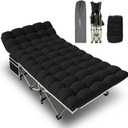 YELLOW JACKET Camping Cot with Mattress for Adults, Upgraded 32" Wide Folding Sleeping Cot, Portable Camping Cot with Carry Bag, Cot for Camping 600lbs Max Load, Home, Office, Travel (Black)