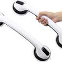 2 Pack Grab Bars for Bathtubs and Showers, Removable Bathroom Handrails for Seniors, 16.9 Inch Shower Handle Suction, Shower Safety Grip No Drilling, Easy to Install Waterproof Wall Grab Bar