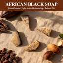 African Black Soap, 100% Pure & Natural, With Raw Shea Butter, Palm Kernel Oil and Cocoa Pods Ash for Dry & Oily Skin Care, Supports Acne & Eczema Treatment, 1 LB (16 oz)