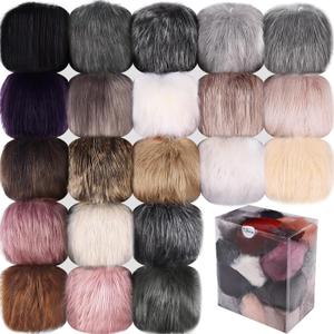SIQUK 21 Pieces 6 Inch Faux Fur Pom Pom for Hats Large Fluffy Pom Pom Balls with Elastic Loop for Bags Scarves Keychains Gloves DIY Crafts (Soft Color)