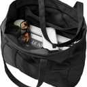 Extra Large Canvas Tote Bag for Women Men, Utility Work Tote with Zipper, Laptop Tote, Teacher Tote (Black)