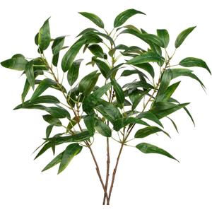 Faux Eucalyptus Stems Willow Eucalyptus Leaves 34 Long Fake Salix Leaves 3 Pcs Artificial Greenery Stems for DIY Bouquet Arrangements Centerpieces Shower Decorations-Artificial Eucalyptus Stems (3Pcs)