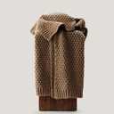 EVERGRACEHOME Chunky Chenille Knit Throw Blanket for Couch, Soft Luxurious Moss Stitch Blankets for Bed, Cozy Decorative Farmhouse Knitted Throws for Sofa, Camel Brown, 50" x 60"