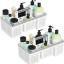 BYUNER 2Pack Plastic Shower Caddy: Portable Shower & Bathroom Caddy Tote with Handle, 4 Divided Compartments, Hard Plastic Shower Basket with All-Side Drainage for College Dorm Room Essentials