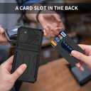 for Samsung Galaxy A03s Wallet Case with Credit Card Holder Stand Kickstand Slim Rugged Shockproof Heavy Duty Defender Armor 【Military Grade】 Protective Phone Case - Black