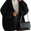 PRETTYGARDEN Womens Oversized Cardigan Sweaters 2025 Fall Long Lantern Sleeve Knit Open Front Lightweight Sweater Medium, Black 