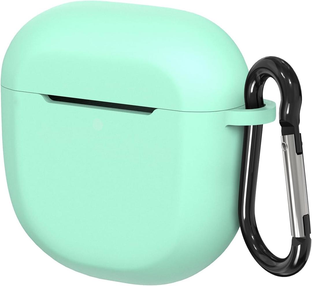 Geekria Silicone Case Cover Compatible with Bose QuietComfort II, Ultra2 True Wireless Earbuds, Protective Earphones Skin Cover with Keychain Hook, Front LED Visible (Mint Green)