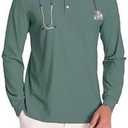 Milarlv Scrub Shirt for Men Lab Medical Polo Nurse Doctor Stand Up Collared Long Sleeve Medicine Work Top, Size L