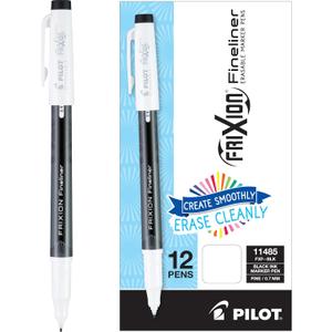 PILOT FriXion Fineliner Erasable Marker Pens, Fine Point, Black Ink, 12-Pack (11485)