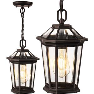 VIANIS Oil Rubbed Bronze Pendant Light Fixtures, Modern ORB Outdoor Chandelier with Clear Tempered Glass, Aluminum Ceiling Lights for Porch, Hanging Lights with Waterproof