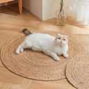 15.75In Cat Scratcher Pad - Hand-Woven Natural Cattail Mat, Spiral Texture Cat Scratching Board for Regular-Sized Adult Cats, Cat Scratch Furniture Protector