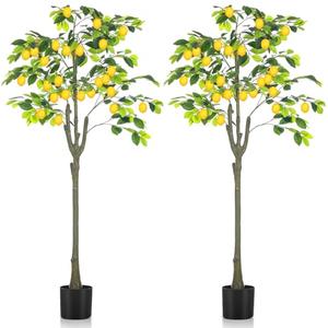 Jexine 2 Pack Artificial Lemon Tree 6 ft Tall Fake Plant Pre Potted Faux Lemon Tree Realistic Fruits for Indoor Home Decor Office Living Room