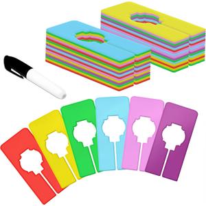 30 PCS Closet Rack Dividers, 6 Colors Rectangular Clothing Hanger Dividers with a Bonus Marker, Writable & Reusable for Sorting Clothes Size, Color Brand (Colour)