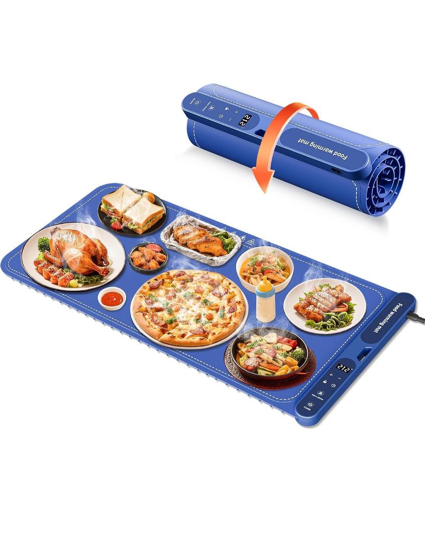 Warming Mat for Food Extra Large 32"x15", Electric Silicone Food Warmer Trays for Chafing Dishes & Buffet,Portable Countertop Food Warmers for Parties, 7-Level Temp
