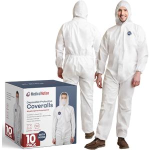 Hazmat Suits Disposable | 10 Pack | Hooded, Heavy Duty, Breathable Disposable Coverall, Painter Suit| 9 Sizes