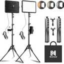 2-Pack LED Video Light Kit, NiceVeedi Studio Light, 2800-6500K Dimmable Photography Lighting Kit with Tripod Stand&Phone Holder, 73" Stream Light for Video Recording, Game Streaming, YouTube…