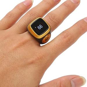Finger Smart Tally Counter Ring, 20mm Muslim Digital Azan Alarm Clock(Black), Resettable Smart Counter Digital Counter & Vibration Reminder with Mini LCD Screen ﻿