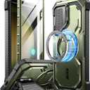 i-Blason Armorbox for Samsung Galaxy S24 Ultra Case MagSafe with Camera Cover Stand [Support Wireless Charger] 360 Full-Body Case with Screen Protector & Kickstand Phone Case for S24 Ultra, Green (Guldan)