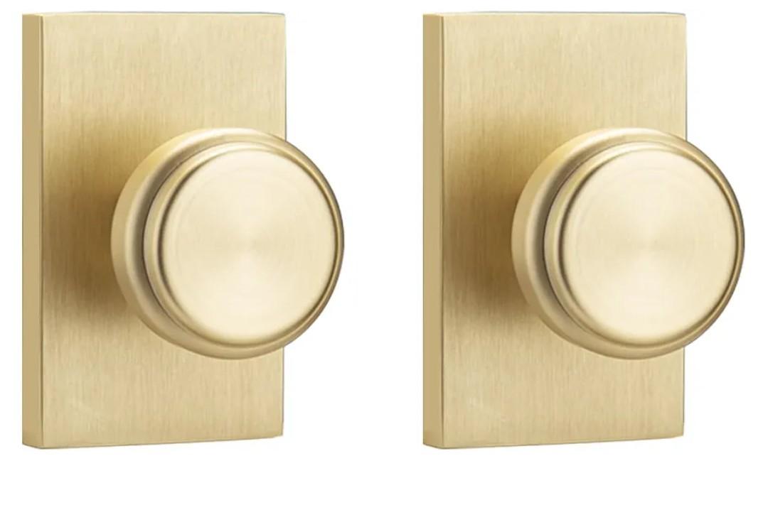 parro Gold Interior Door Knobs Interior for Closet Dummy, Pismo Knob Door Handles with Non Locking, Satin Brass for Elegant Style