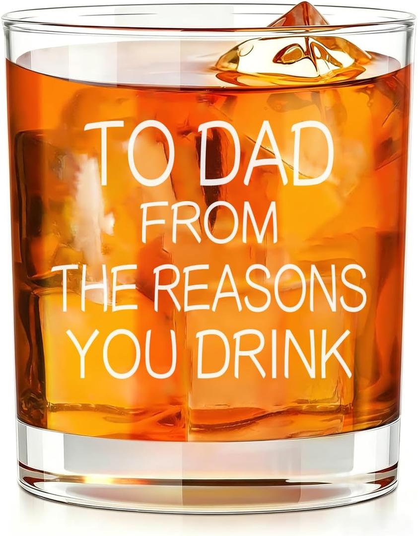 2 x To Dad From The Reasons You DrinkWhiskey Glass, Funny Gift for Father Grandpa Husband, Fathers Day Rock Glass for Men, 10 Oz