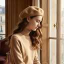 Wool Beret Hats for Women Men,Timeless French Hat,Adjustable Headband, Beanie Cap Painter Berets. (Black)