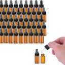 50 Pack, 3ml Amber Glass Dropper Vial for Essential Oils, Empty Eye Dropper Bottle With Black Screw Cap, Liquid Pipette Travel Test Sample Perfume Vial - Transfer Pipette Included