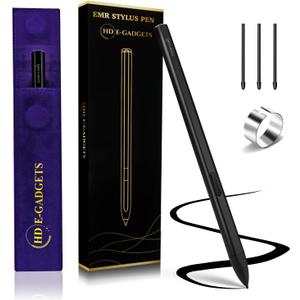 EMR Stylus Pen for Remarkable 2, Samsung - 4096 Pressure Level Sensitivity, Palm Rejection, Natural Tilt, Magnetic Design, No Charging. Comes with 3 Spare Tips and a Pouch