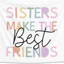 EGBTL Boho Girl Nursery Tapestry, Kids Wall Tapestry for Bedroom, Pastel Sisters Make the Best Friends Tapestries Wall Hanging Decor for Toddler Girl Nursery Room Dorm Playroom, 50x60 Inches
