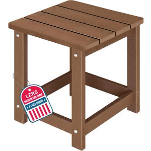 LZRS Square Patio Side Table, Heavy Duty HDPE Outdoor End Table with Wood Texture, Weatherproof Composite Table for Adirondack Chairs, Deck, Pool, Indoor/Outdoor, No Peeling or Cracking(Brown)