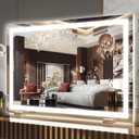 FENNIO Makeup Mirror with Lights 32"x22" LED Makeup Mirror Large Vanity Mirror with LightsTouch Sensor with Dimmable 3 Modes, Square White