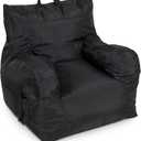 Big Joe Dorm Bean Bag Chair with Drink Holder and Pocket, Black Smartmax, Durable Polyester Nylon Blend, 3 feet, Large
