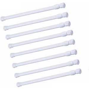 8 Pack Spring Curtain Tension Rods, 15.7-28 Inch Cupboard Bars Tensions Rods Adjustable Extension Rod for Bathroom Window Closet refrigerator bar DIY Projects (White)