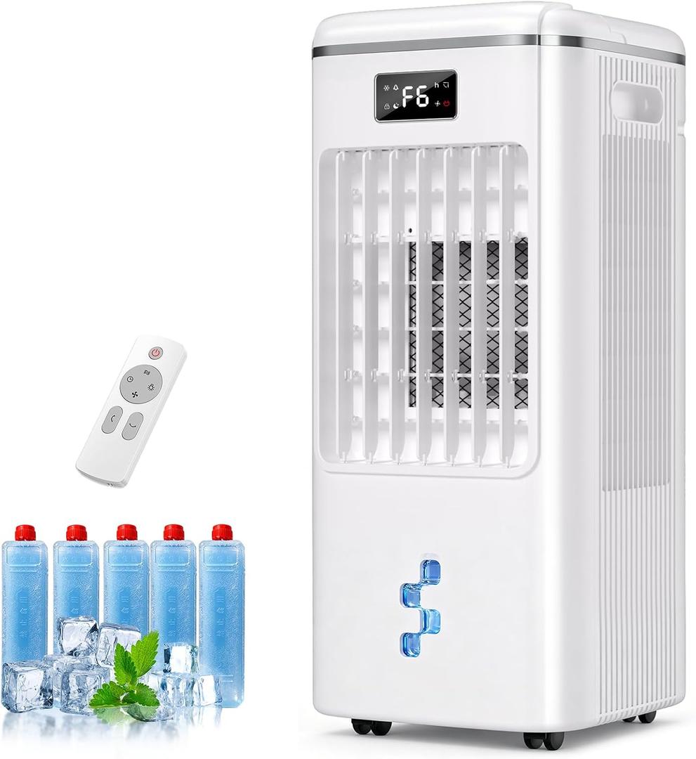 Windowless Portable Air Conditioners Fan, Evaporative Air Cooler Fan 3 Modes & 3 Speeds, 2-Gal Tank for 20H Cooling,16FT Remote,12H Timer for Smart Auto-off, No Hose Needed,36db Swamp Cooler, FK2508Y-1