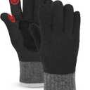Winter Warm Gloves Men Women, Touch Screen Thermal Knit Wool Gloves with Fleece Lining for Outdoors (L/XL Adult, Black)