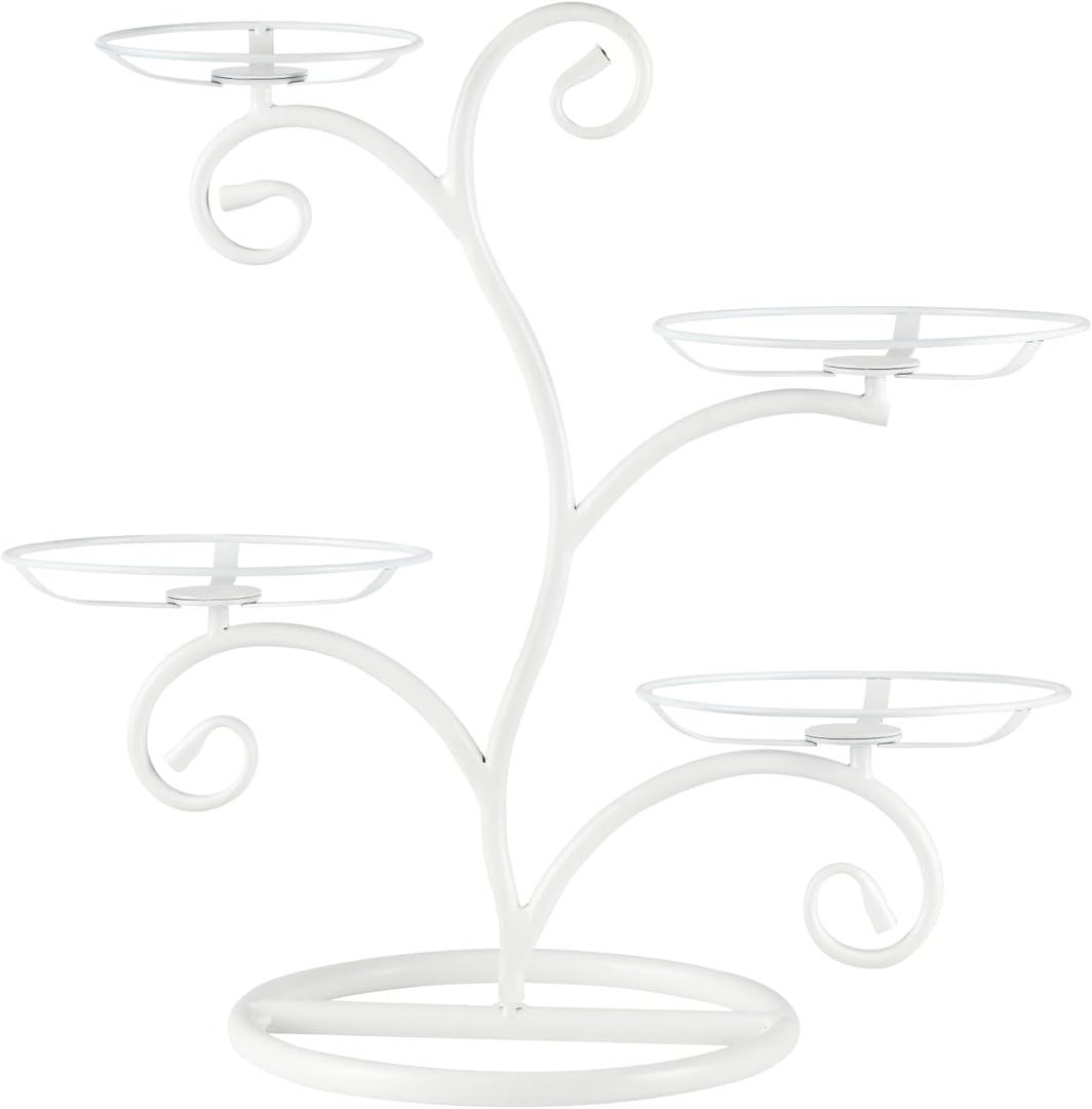GuangYang Tree Style Tiered Plate Stand, 4 Tier Serving Tray for Party,White Frame