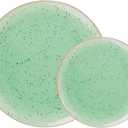 Liacere 32PCS Green Plastic Plates - Green Stone Plastic Disposable Tableware Plates Modern Dinnerware Set - Wedding & Warm Winter & Party & St. Patrick's Day & Easter Day