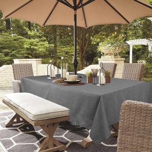 Outdoor Tablecloth Wrinkle-Free Stain Resistant Waterproof Polyester Fabric Table Cover with Zipper Umbrella Hole for Picnic/Party/Dinner/Patio Garden(6084inch,Zippered,Grey)
