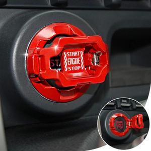 | Tybasthe Push Start Button Cover, Car Engine Start Stop Button Cover Protector, Cool Car Accessories Interior Decor Sticker Motorcycle Key Ignition Switch Cover, Red