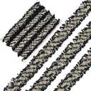 10 Yards Black Embroidery Applique Ribbon Luxury Tweed Fabric Trimmings Polyester Vintage Pleated Embroidered Lace Ribbons for Sewing Making Holiday Costume Clothing Accessories DIY Craft