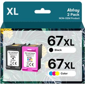 Abfray Remanufactured Ink Cartridges Replacement for HP 67 XL High Yield for Envy 6055e 6055 6052 6075 Envy Pro 6455e 6455 6475 6452 6458 DeskJet 4155 2755e 2755 (1 Black, 1 Tri-Color)