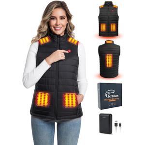 Rrtizan Women's Lightweight Heated Vest with USB-C Rechargeable Battery, Puffer Classic Heating Vest (Large)
