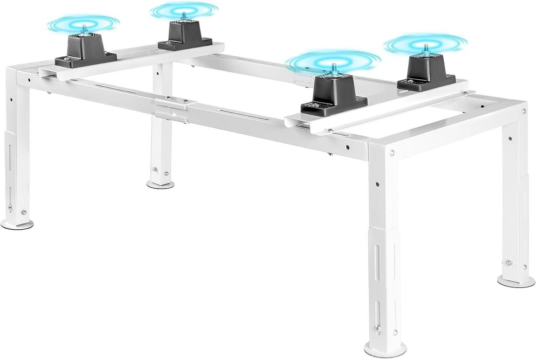 Anti-Vibration Mini Split Stand for 9,000-24,000 BTU Ductless Mini Split Air Conditioner Heat Pump, Adjustable Heavy Duty Mini Split Ground Stand for Outdoor Use, 400LBS Load Capacity