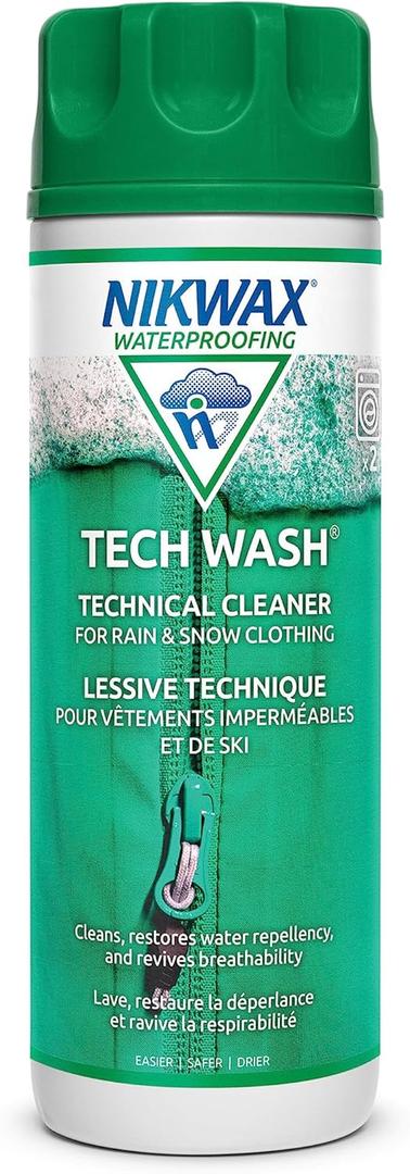 Nikwax Tech Wash,10 fl. oz., Nikwax Tech Wash Technical Cleaner for Jackets and Outerwear, Restores Waterproofing in Rain, Ski, and Snow Gear, Safe for Gore-Tex and DWR