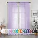 OWENIE Sheer Curtains 84 inches Long for Bedroom Living Room 2 Panels Set, Rod Pocket Soft Light Filtering Privacy Fimly Sheer Curtains & Drapes, Solid Purple Window Treatments, 42Wx84L