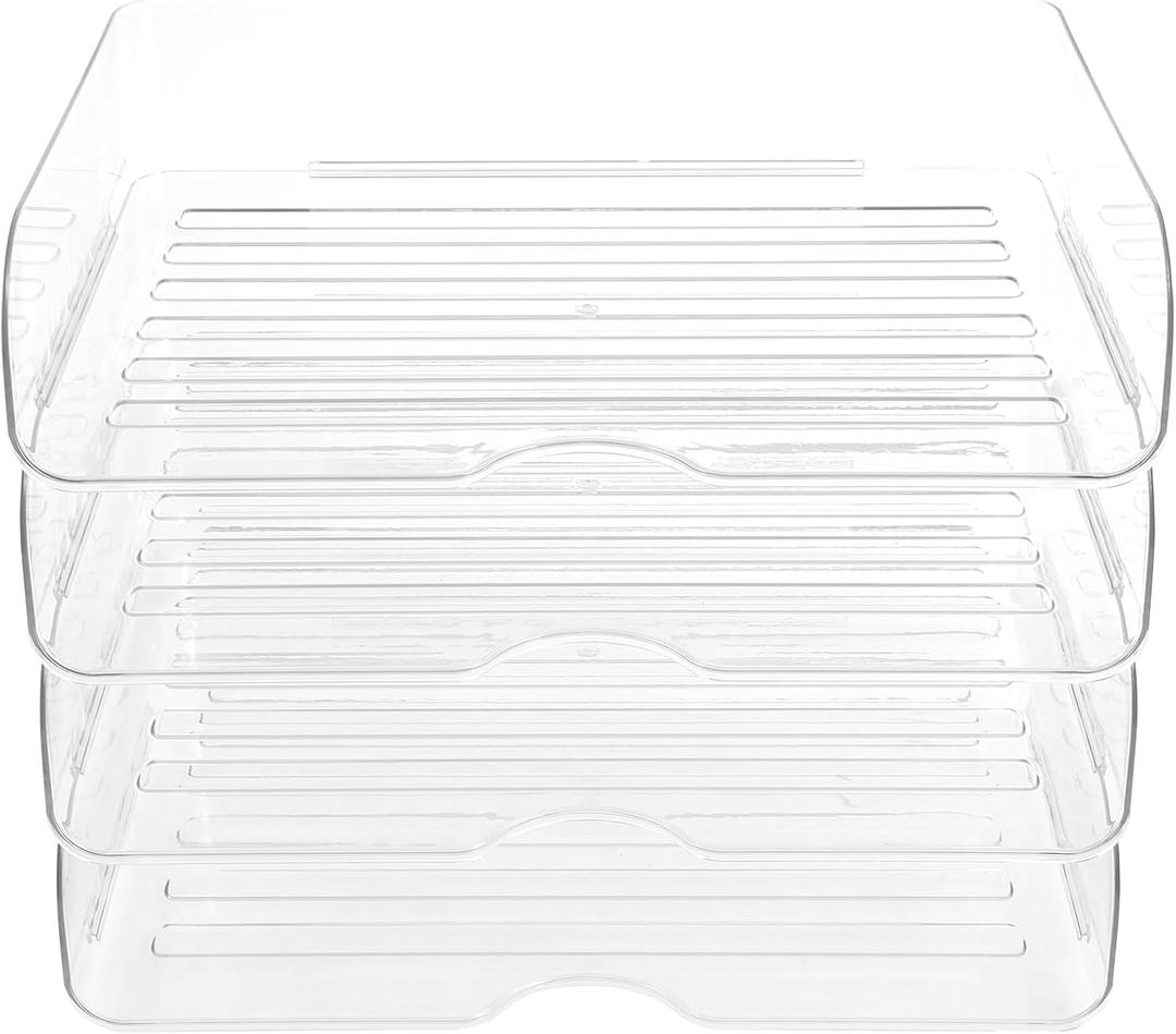 4-Tier Paper Organizer for Desk, Stackable Desk Organizer Paper Tray, Desk Paper Letter Tray, Office Desk Organizer for Notes, Pens, File, Document, A4 Paper Holder, 13 x 9.8 x 11in