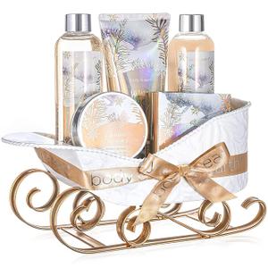 Gift Baskets for Women, Body & Earth Gift Set with Jasmine & Honey Scent Includes Bubble Bath, Hand Cream, Holiday Gift Baskets, Bath and Body Gift Sets for Women, Happy New Year Gifts